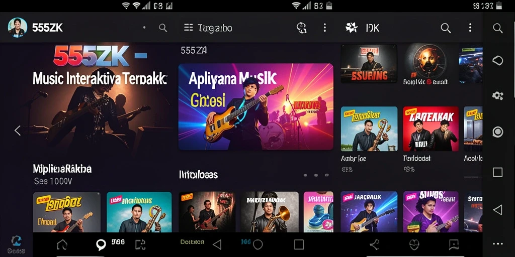 Tampilan gameplay interaktif pada aplikasi musik 555ZK