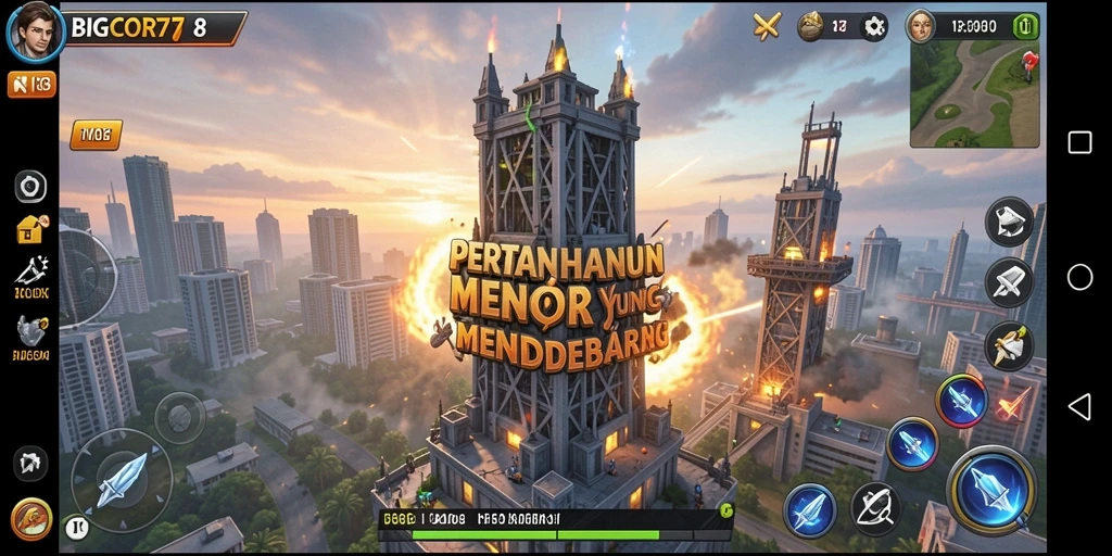 Screenshot gameplay BIGCOR78 menampilkan momen mendebarkan Tower Defense.