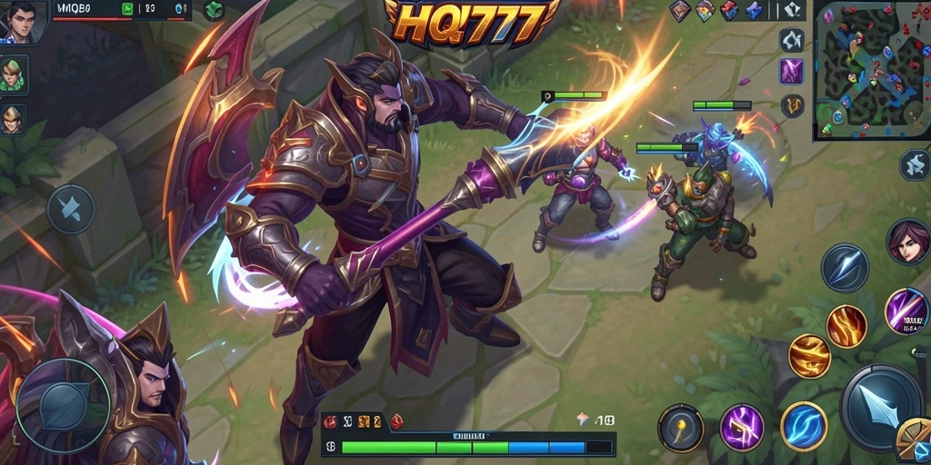 Tampilan gameplay seru dari game MOBA HQ777.