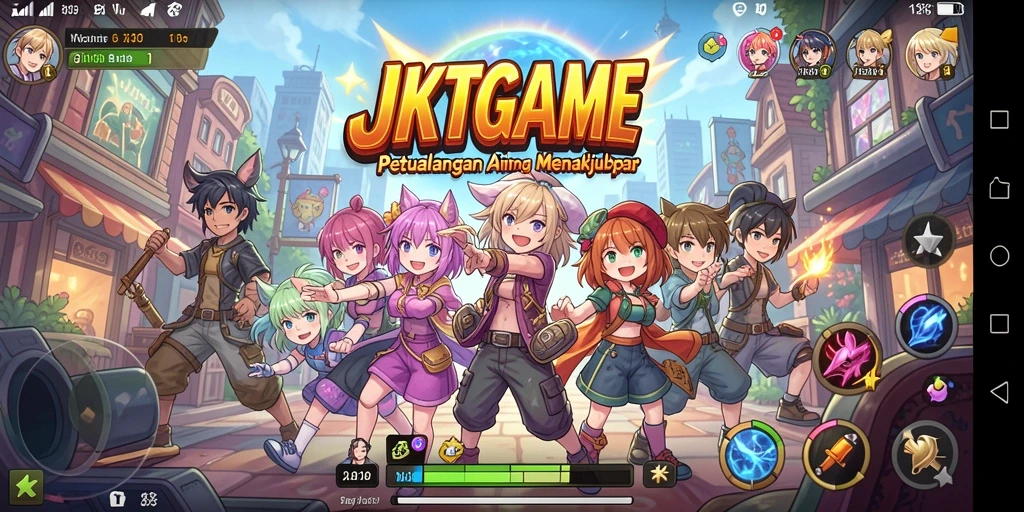 Tampilan menarik dari JKTGAME dengan karakter anime yang dinamis.