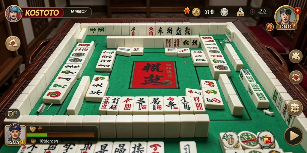 Screenshot gameplay KOSTOTO dengan pengalaman Mahjong yang menarik.