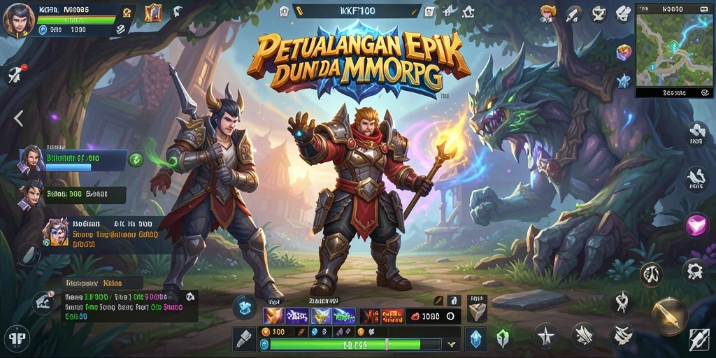 Screenshot gameplay KPK100 menampilkan aksi pertempuran seru di dunia MMORPG.