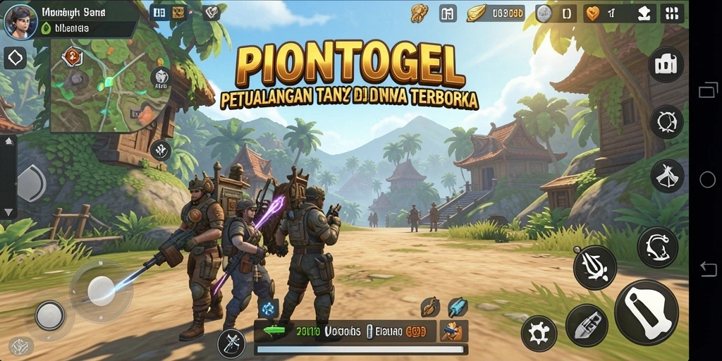 Screenshot gameplay PIONTOGEL menampilkan eksplorasi dunia terbuka yang luas.