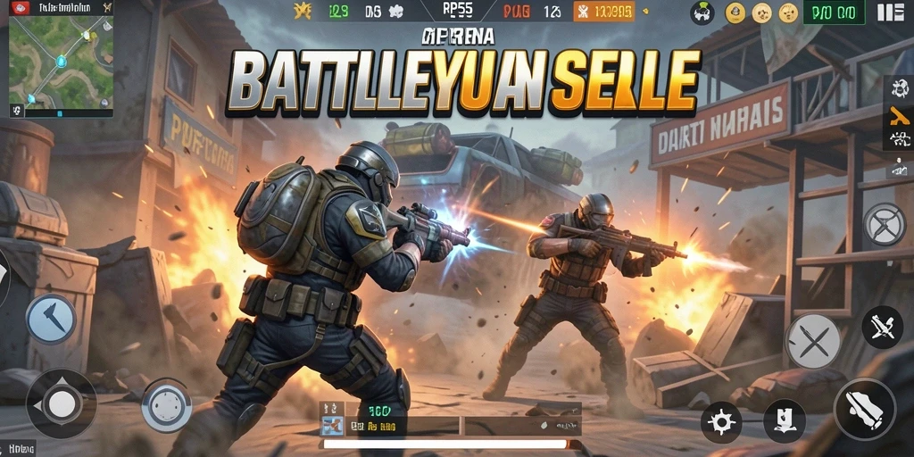 Gameplay RP55 yang seru dalam pertempuran Battle Royale.
