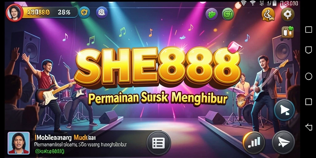 Screenshot gameplay dari SHE888 menunjukkan antarmuka permainan musik yang menarik.