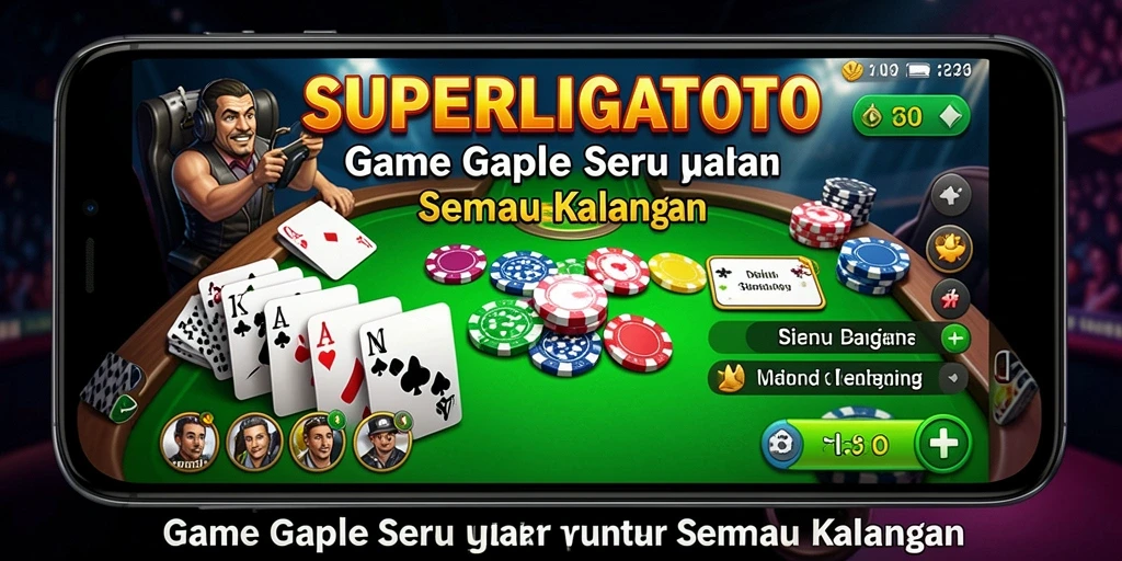Tampilan gameplay SUPERLIGATOTO yang menampilkan serunya permainan Gaple.